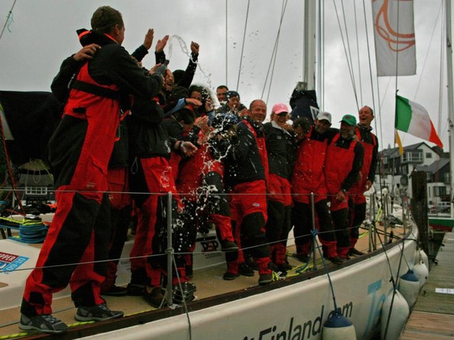 Team Finland Celebrate First Place in Race 12 &copy; Clipper Ventures PLC . http://www.clipperroundtheworld.com